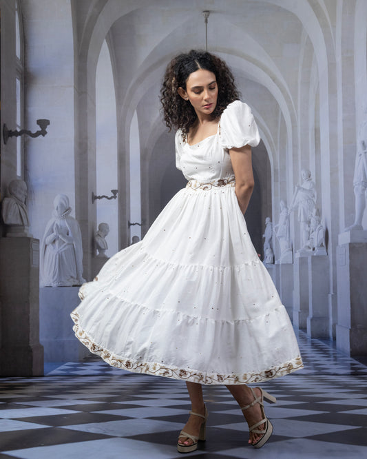 Pearl Tiered Midi Dress