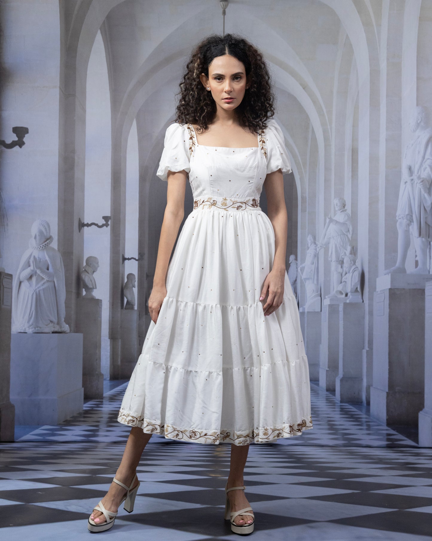 Pearl Tiered Midi Dress