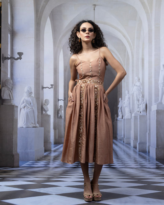 Poly Tie-up Midi Dress