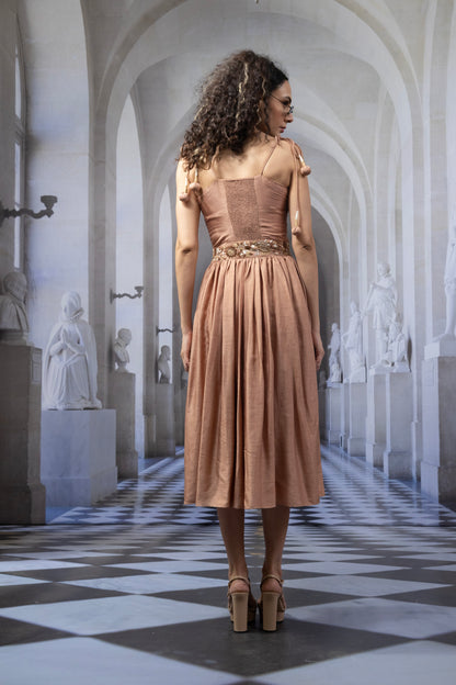 Poly Tie-up Midi Dress